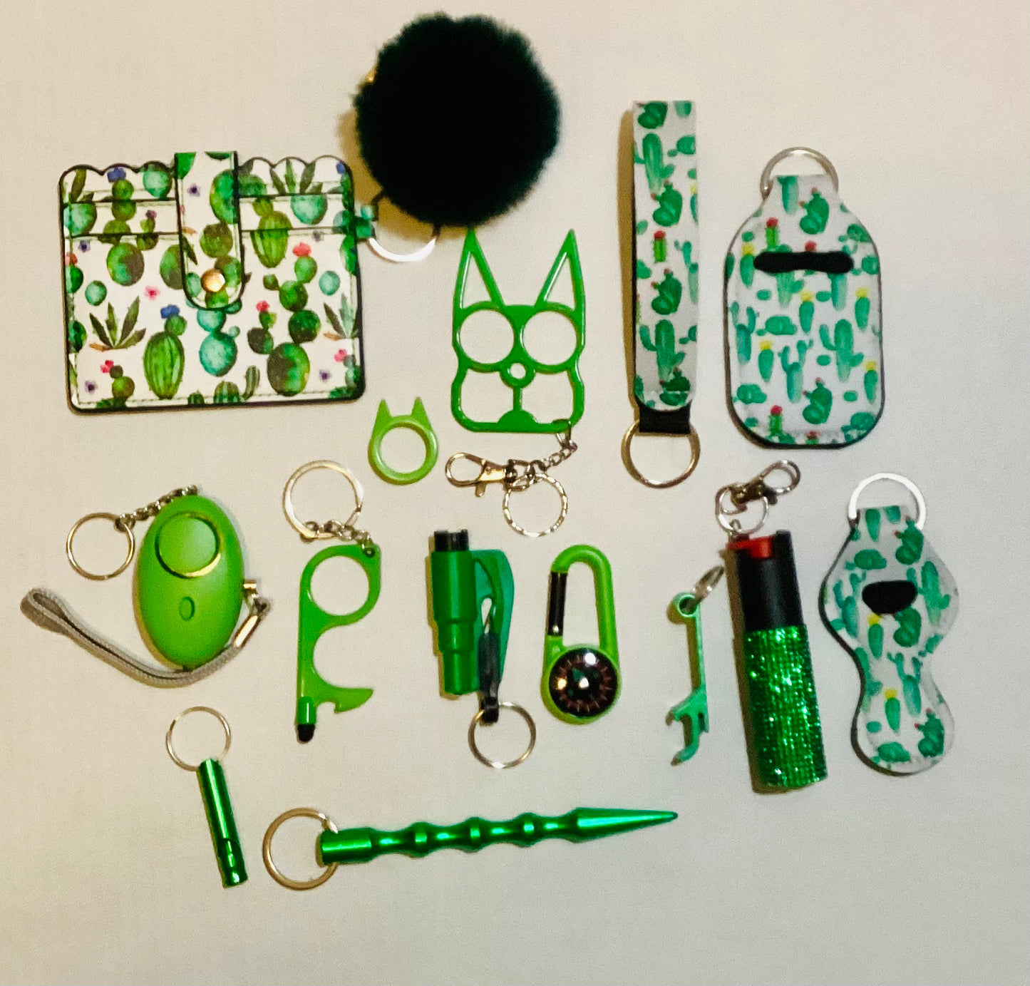 Desert cactus safety keychain